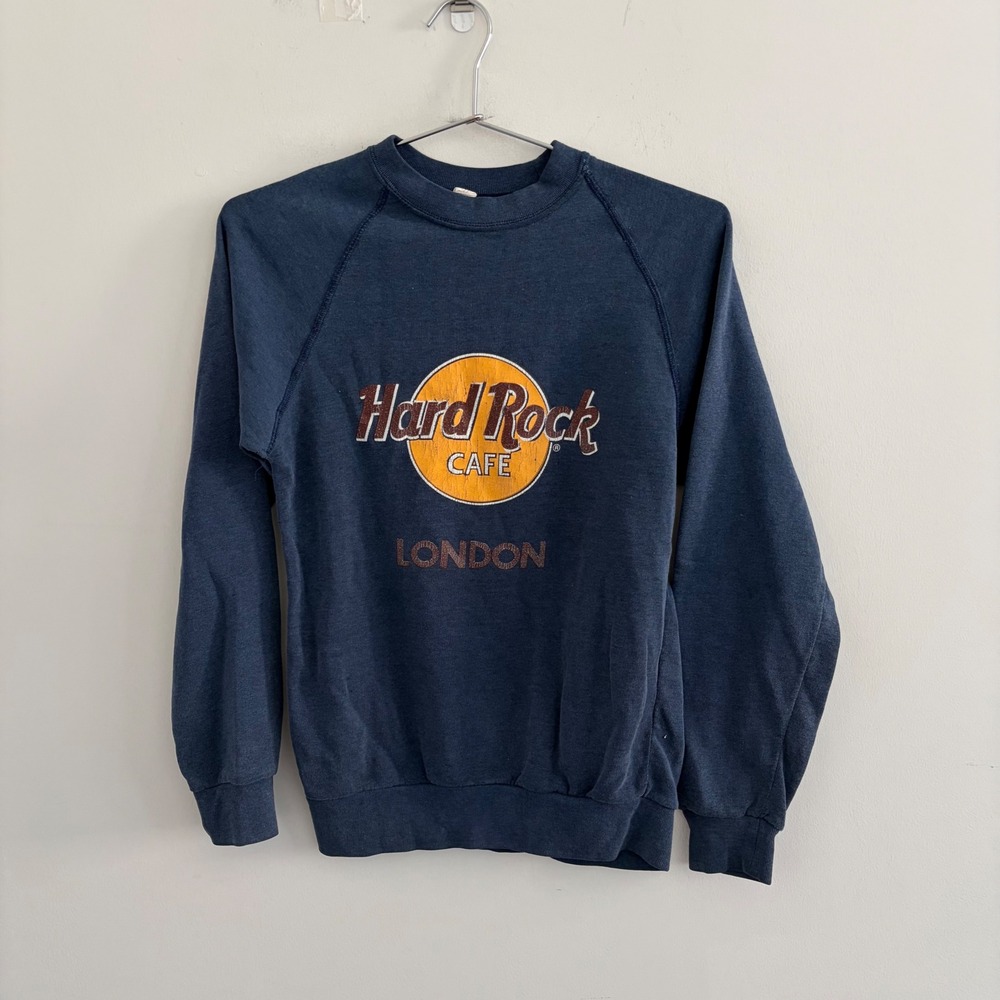 Hard Rock Cafe London Vintage Navy Blue Raglan Sweatshirt